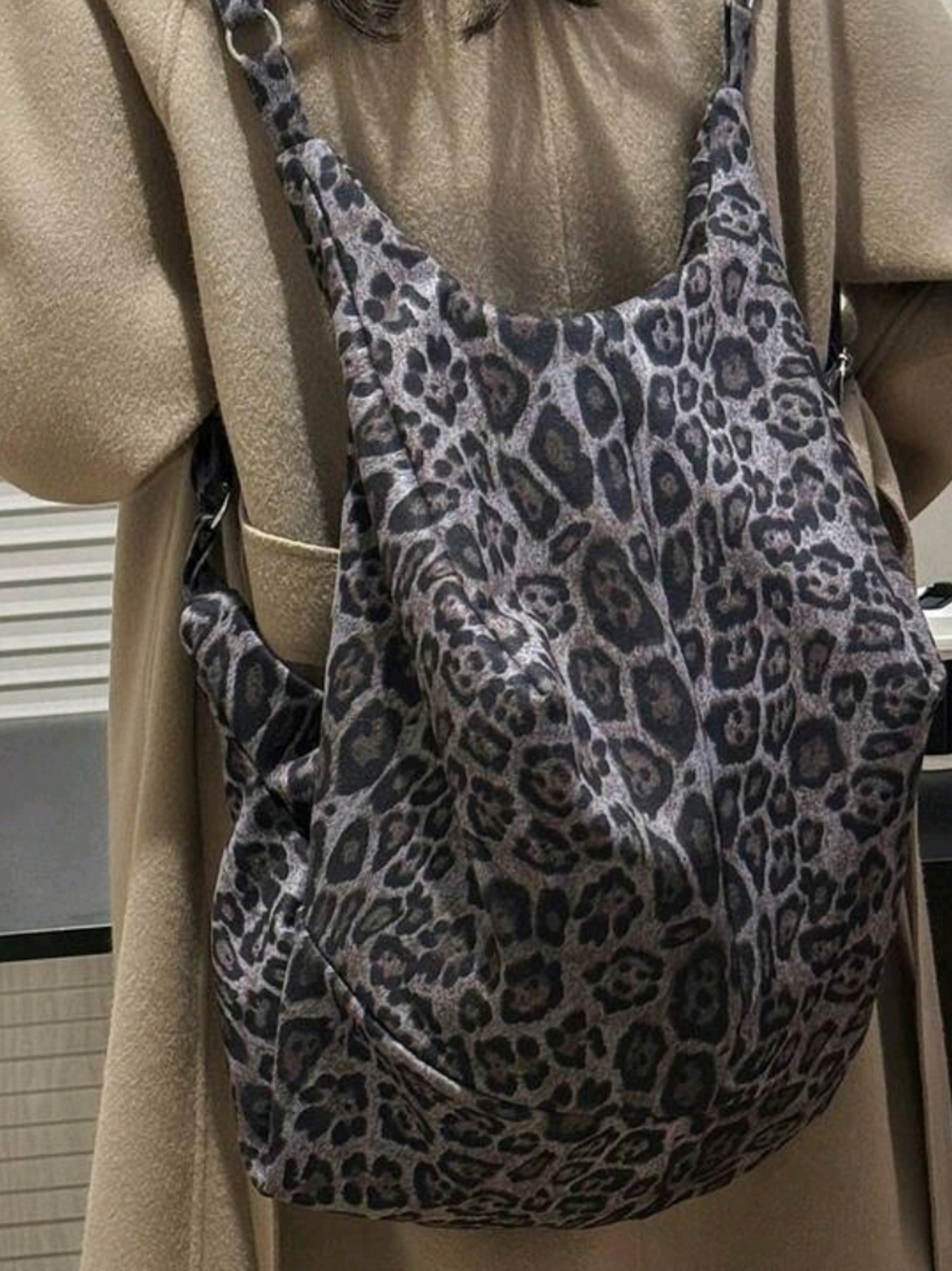 Animal Print Shoulder Bag in Gray